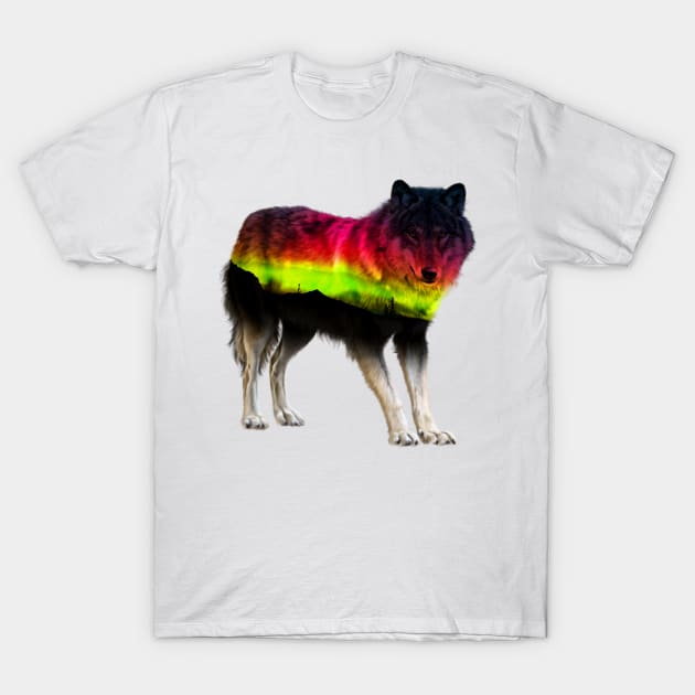 Wolf Aurora T-Shirt by mcdaki